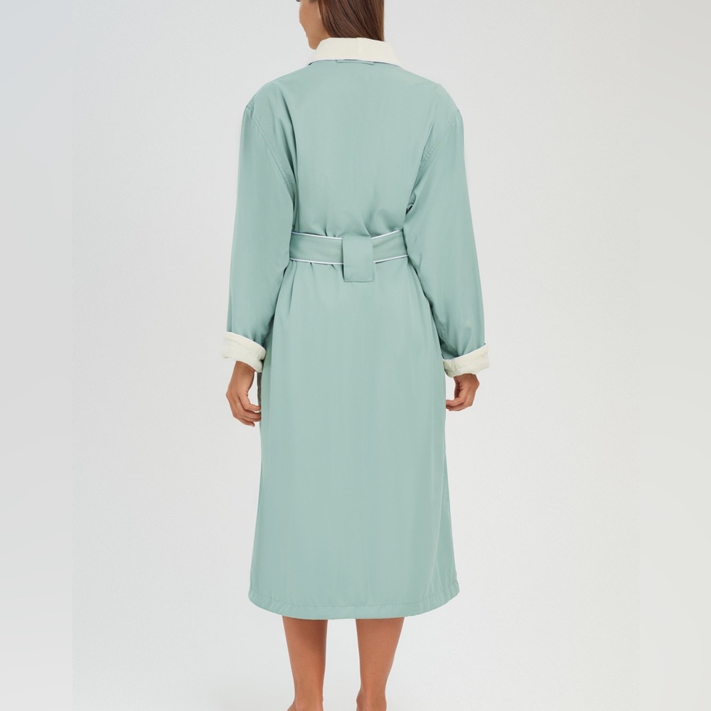 Monarch CYPRESS SAGE GREEN SHAWL ROBE TERRY LINED MICROFIBER, LUXURY SPA OS/L - Picture 8 of 16